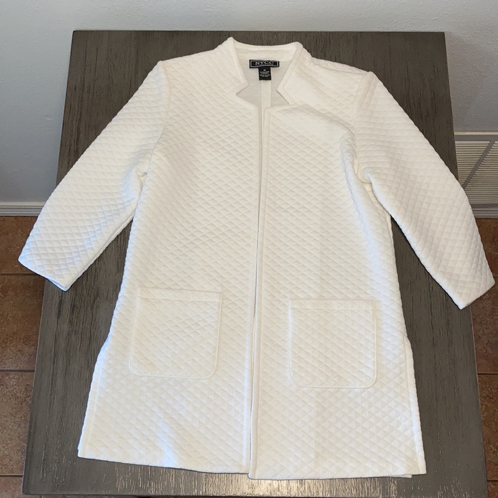 White Textured Fashion Coat